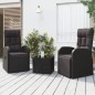Set Mobili da Giardino 3 pz Nero Polyrattan e Acciaio Set Mobili da Giardino 3 pz Nero Polyrattan e Acciaio