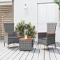 Set Mobili Giardino 3pz Grigio Polyrattan Legno Massello Acacia Set Mobili Giardino 3pz Grigio Polyrattan Legno Massello Acacia
