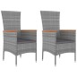 Set Mobili Giardino 3pz Grigio Polyrattan Legno Massello Acacia Set Mobili Giardino 3pz Grigio Polyrattan Legno Massello Acacia
