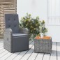 Set Mobili Giardino 2pz Grigio Polyrattan Legno Massello Acacia Set Mobili Giardino 2pz Grigio Polyrattan Legno Massello Acacia