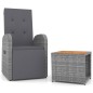 Set Mobili Giardino 2pz Grigio Polyrattan Legno Massello Acacia Set Mobili Giardino 2pz Grigio Polyrattan Legno Massello Acacia