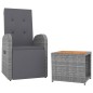 Set Mobili Giardino 2pz Grigio Polyrattan Legno Massello Acacia Set Mobili Giardino 2pz Grigio Polyrattan Legno Massello Acacia