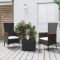 vidaXL Set Mobili da Giardino 3 pz Nero Polyrattan e Acciaio vidaXL Set Mobili da Giardino 3 pz Nero Polyrattan e Acciaio
