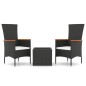 vidaXL Set Mobili da Giardino 3 pz Nero Polyrattan e Acciaio vidaXL Set Mobili da Giardino 3 pz Nero Polyrattan e Acciaio