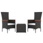 vidaXL Set Mobili da Giardino 3 pz Nero Polyrattan e Acciaio vidaXL Set Mobili da Giardino 3 pz Nero Polyrattan e Acciaio