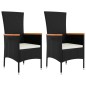 vidaXL Set Mobili da Giardino 3 pz Nero Polyrattan e Acciaio vidaXL Set Mobili da Giardino 3 pz Nero Polyrattan e Acciaio