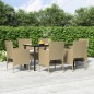 Set da Pranzo da Giardino 7 pz con Cuscini Beige e Nero Set da Pranzo da Giardino 7 pz con Cuscini Beige e Nero