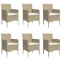 Set da Pranzo da Giardino 7 pz con Cuscini Beige e Nero Set da Pranzo da Giardino 7 pz con Cuscini Beige e Nero