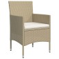 Set da Pranzo da Giardino 7 pz con Cuscini Beige e Nero Set da Pranzo da Giardino 7 pz con Cuscini Beige e Nero