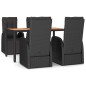 Set Pranzo Giardino 5pz Nero Polyrattan Legno Massello Acacia Set Pranzo Giardino 5pz Nero Polyrattan Legno Massello Acacia