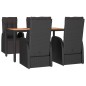Set Pranzo Giardino 5pz Nero Polyrattan Legno Massello Acacia Set Pranzo Giardino 5pz Nero Polyrattan Legno Massello Acacia