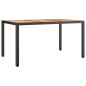 Set Pranzo Giardino 5pz Nero Polyrattan Legno Massello Acacia Set Pranzo Giardino 5pz Nero Polyrattan Legno Massello Acacia