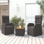 Set Mobili Giardino 3pz Nero Polyrattan e Legno Massello Acacia Set Mobili Giardino 3pz Nero Polyrattan e Legno Massello Acacia