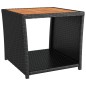 Set Mobili Giardino 3pz Nero Polyrattan e Legno Massello Acacia Set Mobili Giardino 3pz Nero Polyrattan e Legno Massello Acacia