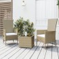 Set Mobili da Giardino 3 pz Beige Polyrattan e Acciaio Set Mobili da Giardino 3 pz Beige Polyrattan e Acciaio