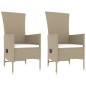 Set Mobili da Giardino 3 pz Beige Polyrattan e Acciaio Set Mobili da Giardino 3 pz Beige Polyrattan e Acciaio
