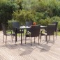 vidaXL Set da Pranzo da Giardino 7 pz Nero in Polyrattan