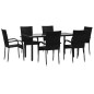 vidaXL Set da Pranzo da Giardino 7 pz Nero in Polyrattan