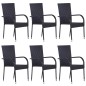 vidaXL Set da Pranzo da Giardino 7 pz Nero in Polyrattan