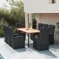 vidaXL Set Pranzo Giardino 9pz Nero Polyrattan e Legno Massello Acacia