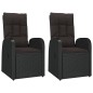 Set Mobili da Giardino 3 pz Nero Polyrattan e Acciaio