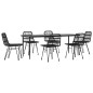 Set da Pranzo da Giardino 7 pz Nero in Polyrattan