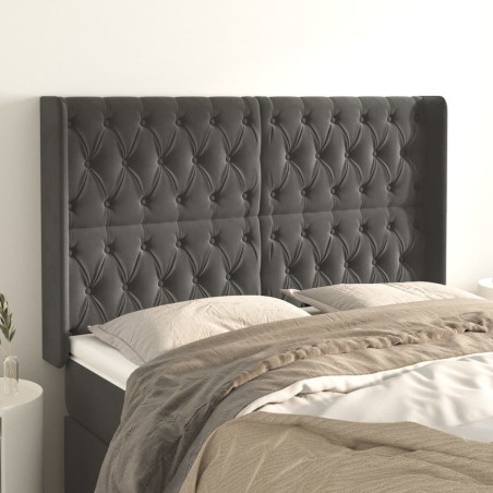 vidaXL Testiera ad Orecchio GrigioScuro 163x16x118/128cm in Velluto