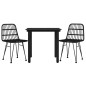 Set da Pranzo da Giardino 3 pz Nero in Polyrattan