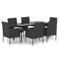 Set da Pranzo da Giardino 7 pz Nero con Cuscini in Polyrattan Set da Pranzo da Giardino 7 pz Nero con Cuscini in Polyrattan