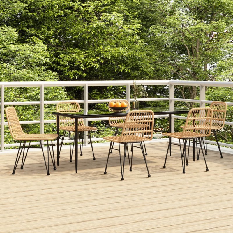 Set da Pranzo da Giardino 7 pz in Polyrattan