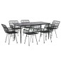 Set da Pranzo da Giardino 7 pz Nero in Polyrattan