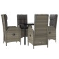Set da Pranzo Giardino 5pz Nero e Grigio con Cuscini Polyrattan Set da Pranzo Giardino 5pz Nero e Grigio con Cuscini Polyrattan