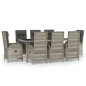 Set da Pranzo da Giardino 9 pz con Cuscini in Polyrattan Grigio Set da Pranzo da Giardino 9 pz con Cuscini in Polyrattan Grigio