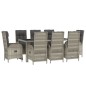Set da Pranzo da Giardino 9 pz con Cuscini in Polyrattan Grigio Set da Pranzo da Giardino 9 pz con Cuscini in Polyrattan Grigio