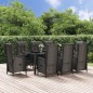 vidaXL Set da Pranzo Giardino 9pz con Cuscini Nero e Grigio Polyrattan vidaXL Set da Pranzo Giardino 9pz con Cuscini Nero e Grigio Polyrattan