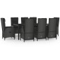 vidaXL Set da Pranzo Giardino 9pz con Cuscini Nero e Grigio Polyrattan vidaXL Set da Pranzo Giardino 9pz con Cuscini Nero e Grigio Polyrattan