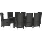 vidaXL Set da Pranzo Giardino 9pz con Cuscini Nero e Grigio Polyrattan vidaXL Set da Pranzo Giardino 9pz con Cuscini Nero e Grigio Polyrattan