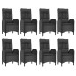 vidaXL Set da Pranzo Giardino 9pz con Cuscini Nero e Grigio Polyrattan vidaXL Set da Pranzo Giardino 9pz con Cuscini Nero e Grigio Polyrattan