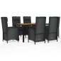 Set da Pranzo da Giardino 7 pz Nero con Cuscini in Polyrattan Set da Pranzo da Giardino 7 pz Nero con Cuscini in Polyrattan