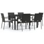vidaXL Set da Pranzo da Giardino 7 pz Nero con Cuscini in Polyrattan vidaXL Set da Pranzo da Giardino 7 pz Nero con Cuscini in Polyrattan