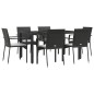 vidaXL Set da Pranzo da Giardino 7 pz Nero con Cuscini in Polyrattan vidaXL Set da Pranzo da Giardino 7 pz Nero con Cuscini in Polyrattan