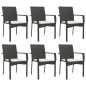 vidaXL Set da Pranzo da Giardino 7 pz Nero con Cuscini in Polyrattan vidaXL Set da Pranzo da Giardino 7 pz Nero con Cuscini in Polyrattan