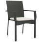 vidaXL Set da Pranzo da Giardino 7 pz Nero con Cuscini in Polyrattan vidaXL Set da Pranzo da Giardino 7 pz Nero con Cuscini in Polyrattan