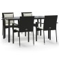 Set da Pranzo da Giardino 5 pz Nero con Cuscini in Polyrattan Set da Pranzo da Giardino 5 pz Nero con Cuscini in Polyrattan