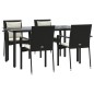 Set da Pranzo da Giardino 5 pz Nero con Cuscini in Polyrattan Set da Pranzo da Giardino 5 pz Nero con Cuscini in Polyrattan
