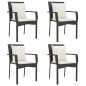 Set da Pranzo da Giardino 5 pz Nero con Cuscini in Polyrattan Set da Pranzo da Giardino 5 pz Nero con Cuscini in Polyrattan
