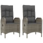 Set da Pranzo Giardino 5pz Nero e Grigio con Cuscini Polyrattan