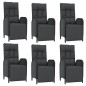 Set da Pranzo Giardino 7pz Nero e Grigio con Cuscini Polyrattan Set da Pranzo Giardino 7pz Nero e Grigio con Cuscini Polyrattan