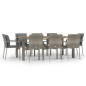 Set da Pranzo da Giardino 9 pz con Cuscini in Polyrattan Grigio Set da Pranzo da Giardino 9 pz con Cuscini in Polyrattan Grigio