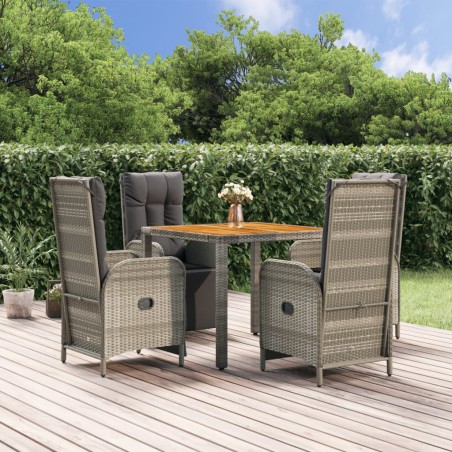 vidaXL Set da Pranzo da Giardino 5 pz con Cuscini in Polyrattan Grigio